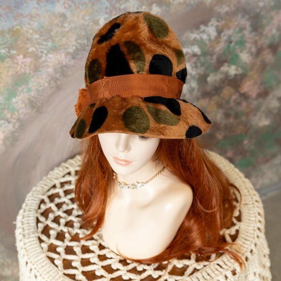 Vintage 1960s MR. JOHN Jr. Abstract Polka Dot Hat main image 4